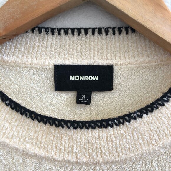 MONROW Boucle Knit Stripe Sweater Size Small - Picture 9 of 12